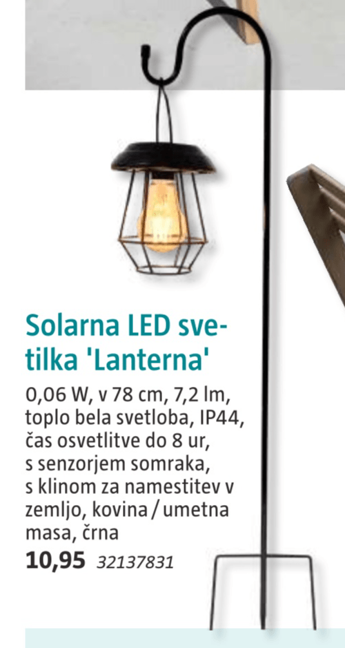 Solarna LED svetilka 'Lanterna' - Akcija v trgovini Bauhaus