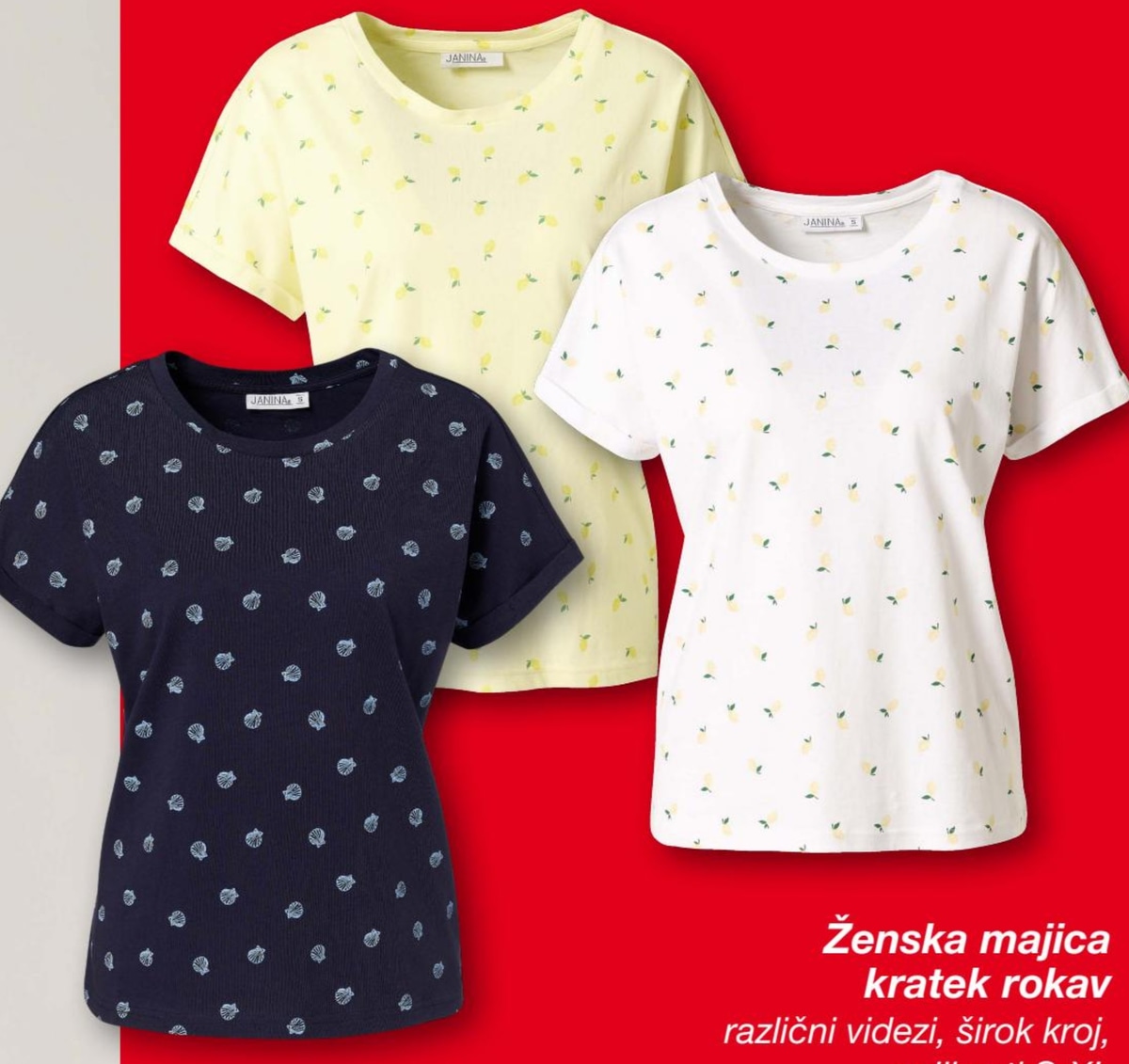 JANINA Ženska majica kratek rokav - Akcija v trgovini Kik