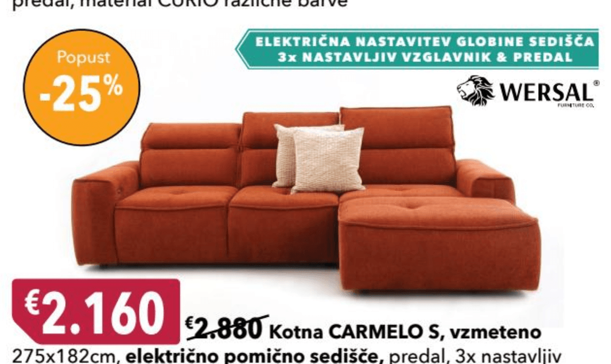 Wersal Kotna CARMELO S - Akcija v trgovini Harvey Norman