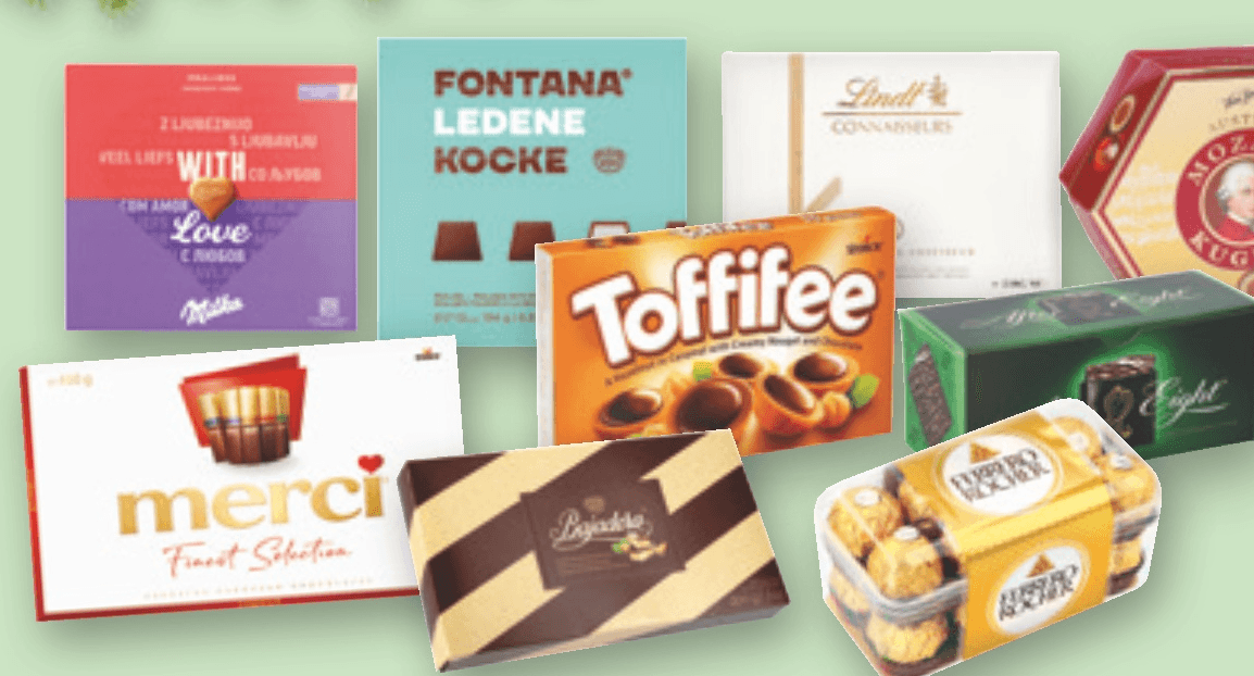 Vse bonboniere v škatlah od 50 g dalje - Akcija v trgovini Spar
