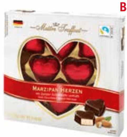 Bonbonjera Srčki Marzipan Maittre Truffout 110 g - Akcija v trgovini Jager
