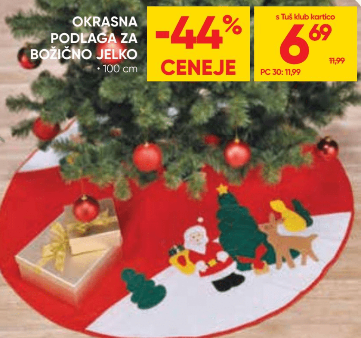 Okrasna podlaga za božično jelko - Akcija v trgovini Tuš