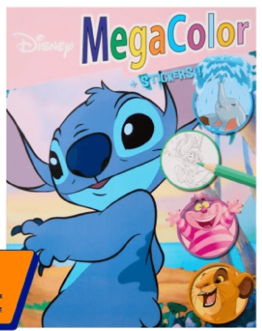 Disney MegaColor pobarvanka z nalepkami Akcija v trgovini Action