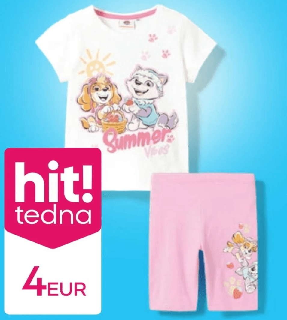 Majica ali kolesarske hlače za deklice Tačke na patrulji - Akcija v trgovini Pepco