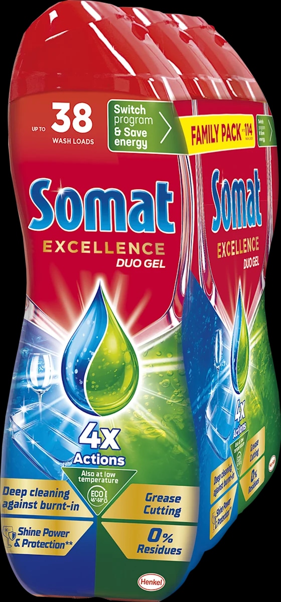 Somat za strojno pomivanje posode gel, Excellence, 2,052 l, 3 x 684 ml ali tablete Excellence, dve vrsti, 80/1 - Akcija u trgovini Spar