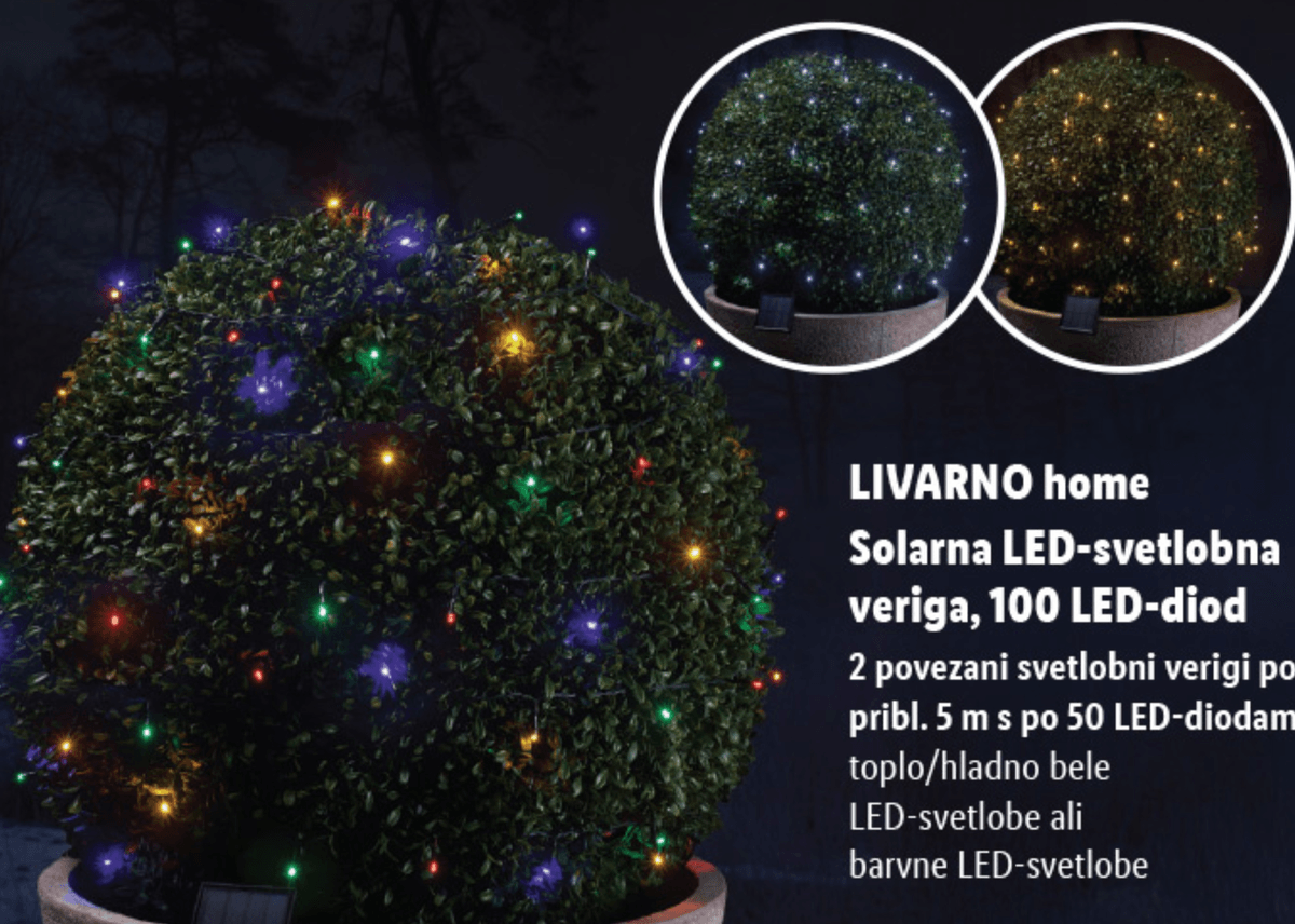 LIVARNO home Solarna LED-svetlobna veriga 100 LED-diod - Akcija v trgovini Lidl