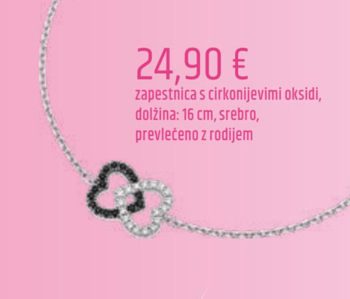 Zapestnica srce s cirkonijevimi oksidi - Akcija v trgovini E.Leclerc