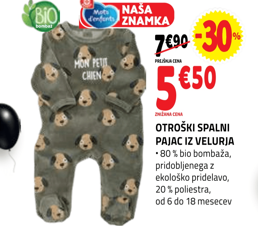 Otroški spalni pajac iz velurja Mots d'enfants - Akcija v trgovini E.Leclerc