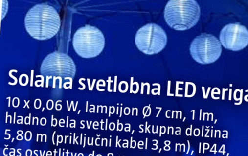 Solarna svetlobna LED veriga - Akcija v trgovini Bauhaus