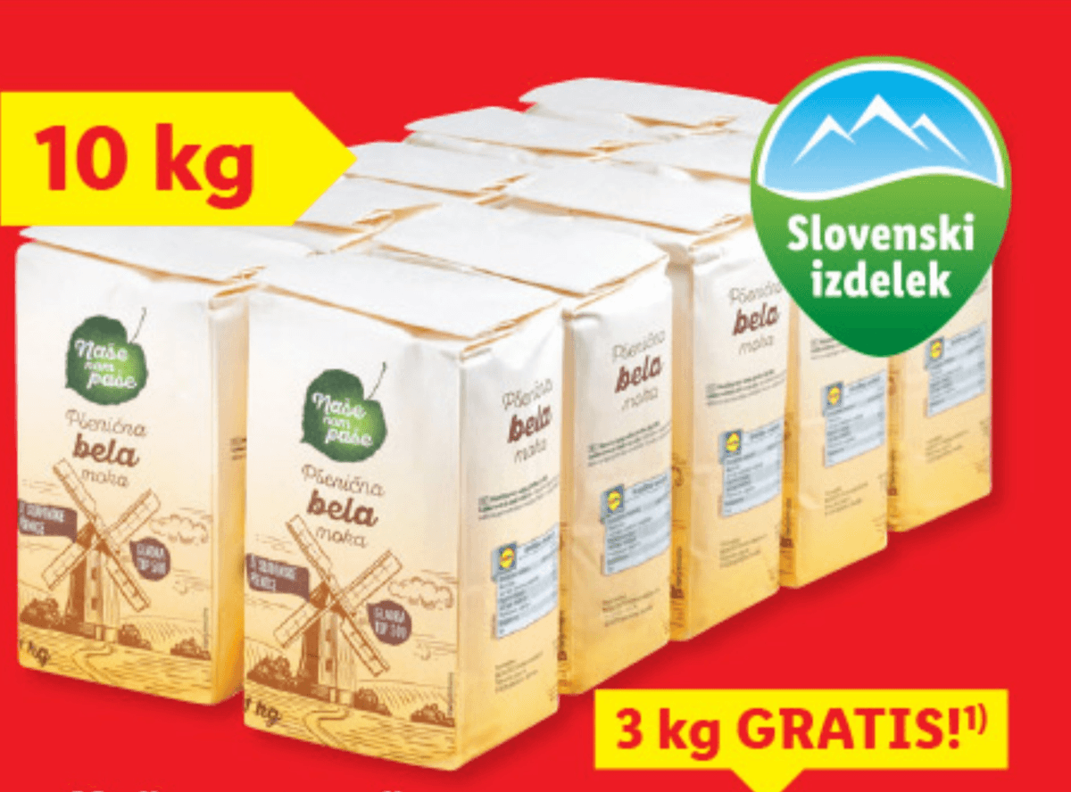 Naše nam paše Pšenična bela moka 10 kg - Akcija v trgovini Lidl