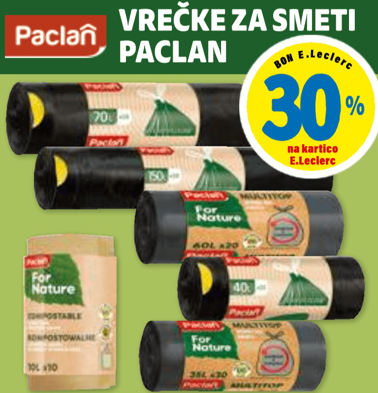 Paclan Vrečke za smeti - Akcija v trgovini E.Leclerc
