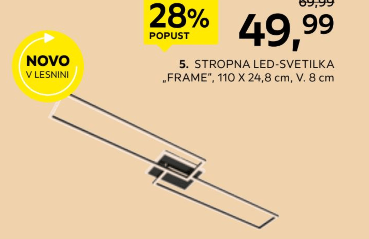 Stropna LED-svetilka „FRAME" - Akcija v trgovini Lesnina