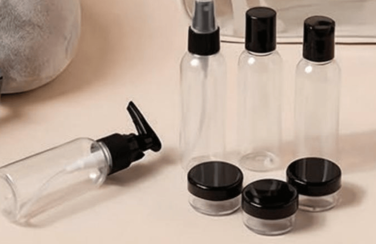 Komplet potovalnih stekleničk 7 kosov v kompletu - Akcija v trgovini Pepco