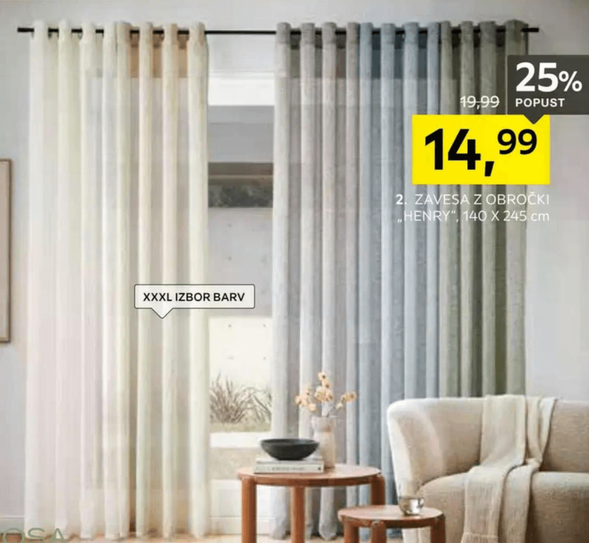Zavesa z obročki "HENRY" 140 X 245 cm homeware - Akcija v trgovini Lesnina
