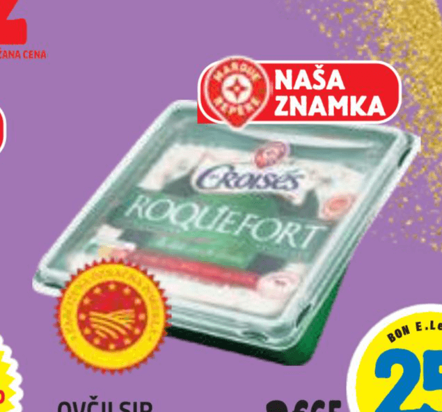 Ovčji sir Roquefort Croises 150 g - Akcija v trgovini E.Leclerc
