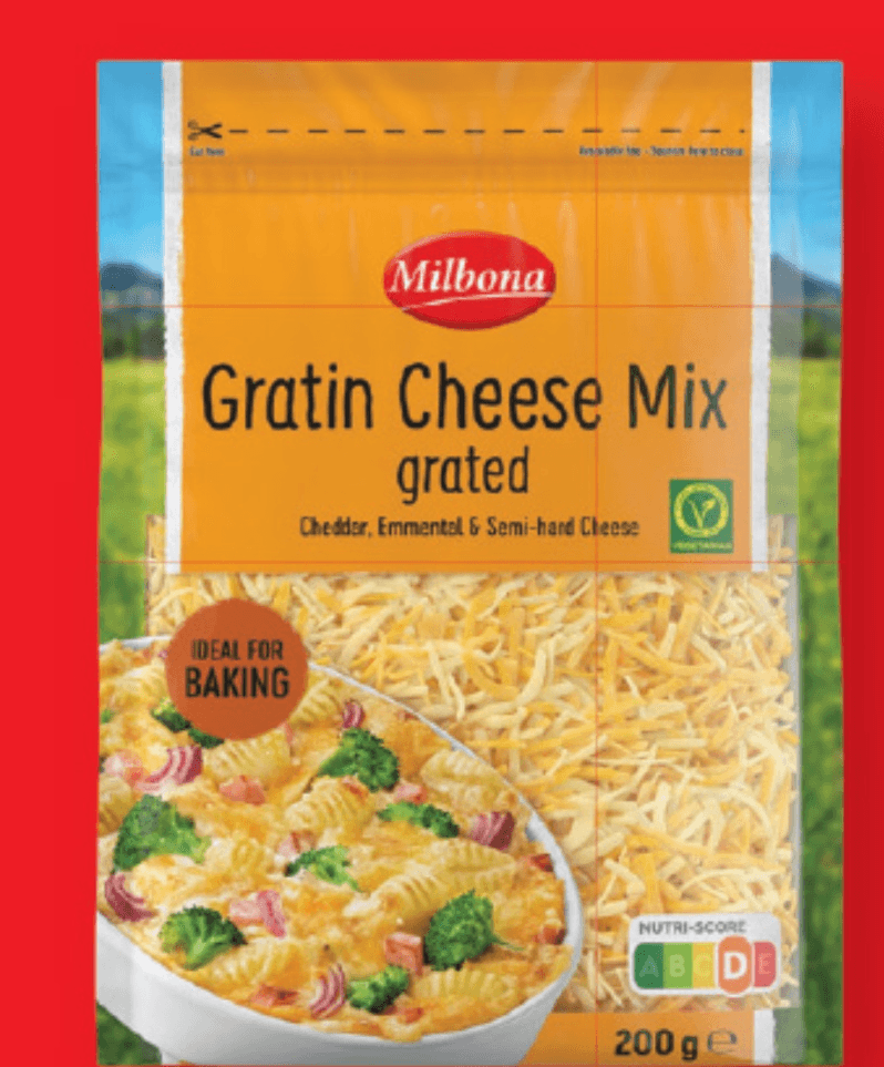 MILBONA Ribani sir za gratiniranje 200 g - Akcija v trgovini Lidl