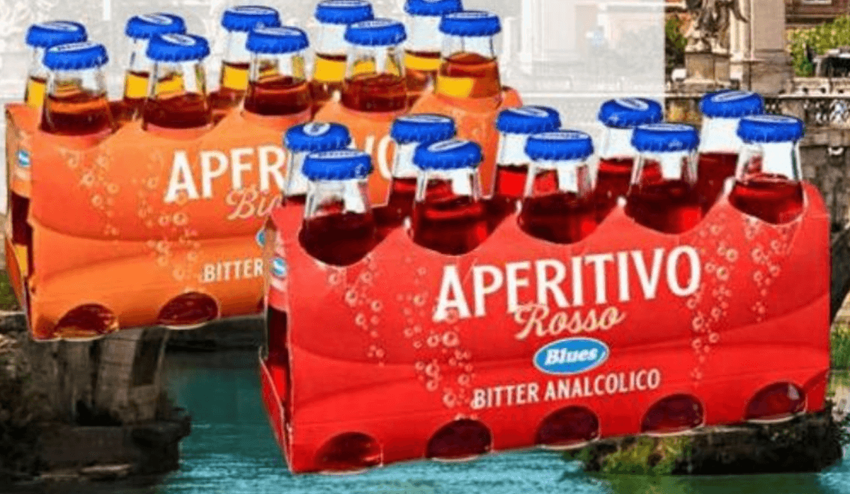 Brezalkoholni aperitiv Bitter ali Oranžen/Rdeč Blues 10 x 100 ml - Akcija v trgovini Eurospin