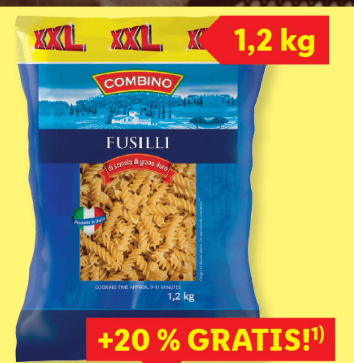 Combino Testenine „Fusilli“ XXL 1,2 kg - Akcija v trgovini Lidl