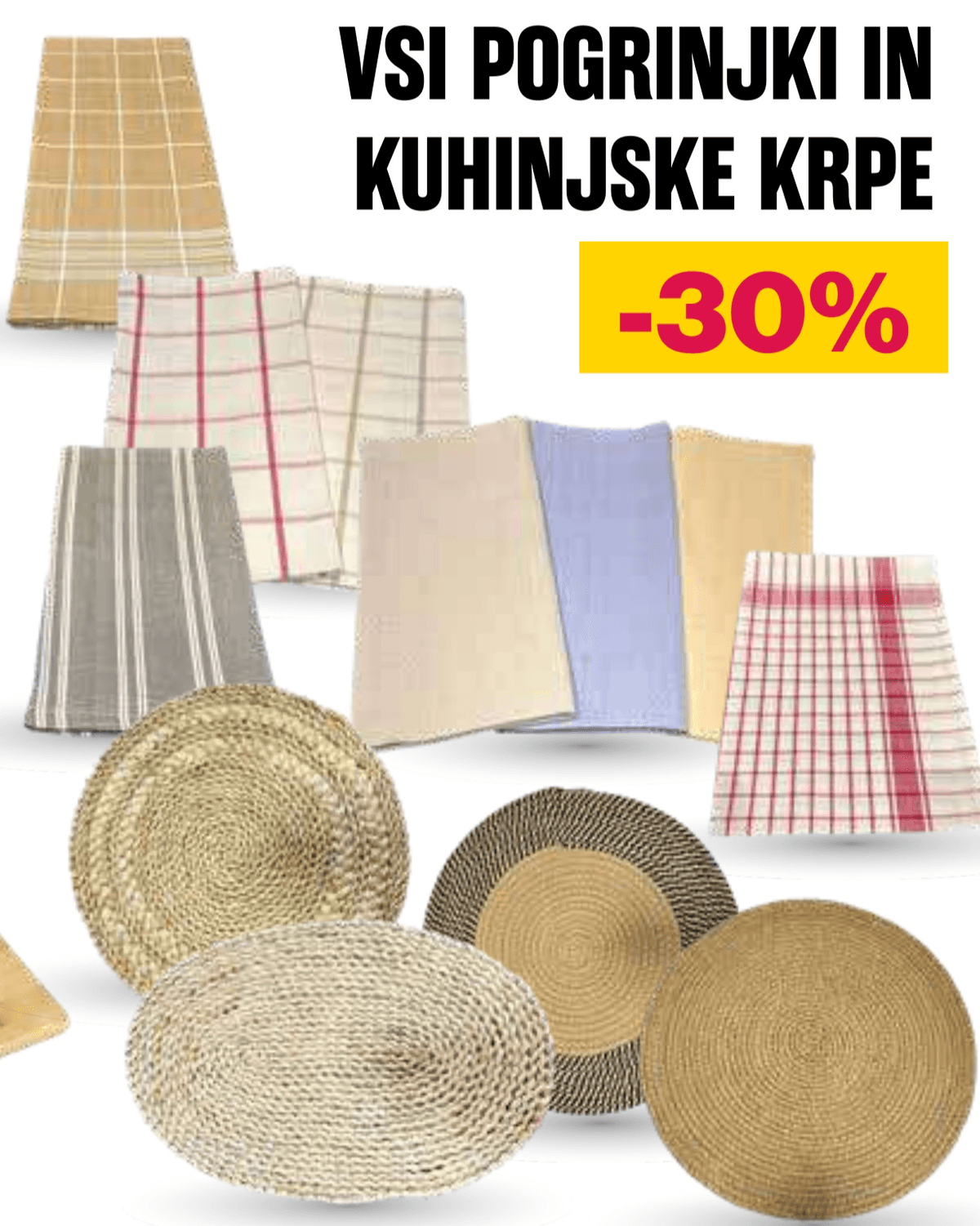 Pogrinjki in kuhinjske krpe - Akcija v trgovini Mercator