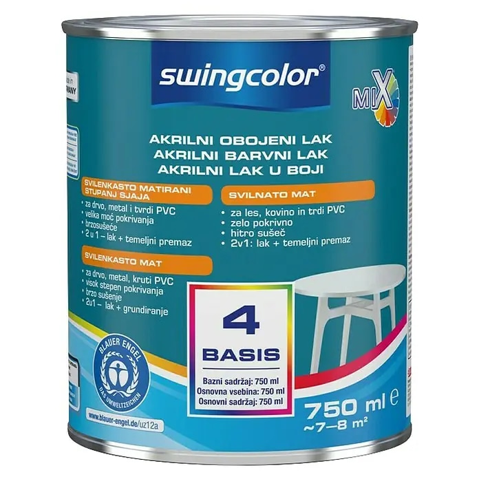 Swingcolor Mix akrilni barvni lak 'Basis 1 ali 4' 2,5 l - Akcija v trgovini Bauhaus