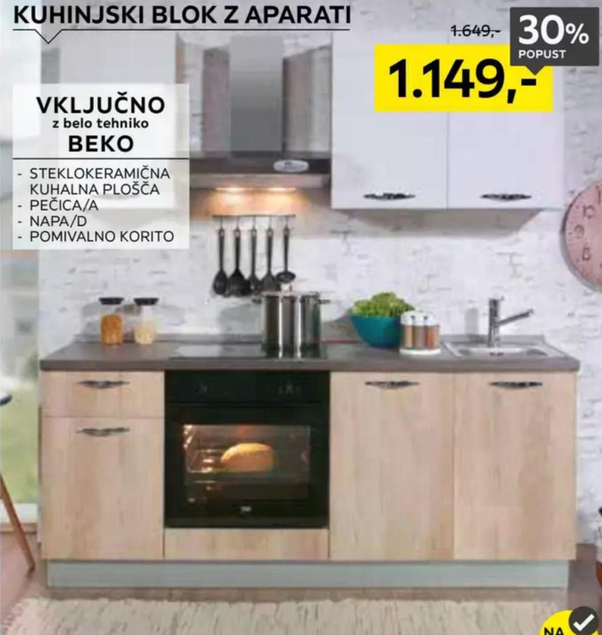 Kuhinjski blok z aparati BEKO - Akcija v trgovini Lesnina