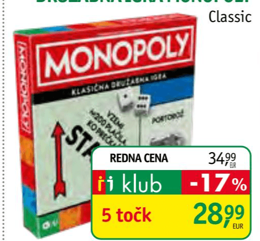 Družabna igra Monopoly Classic Akcija v trgovini Jager