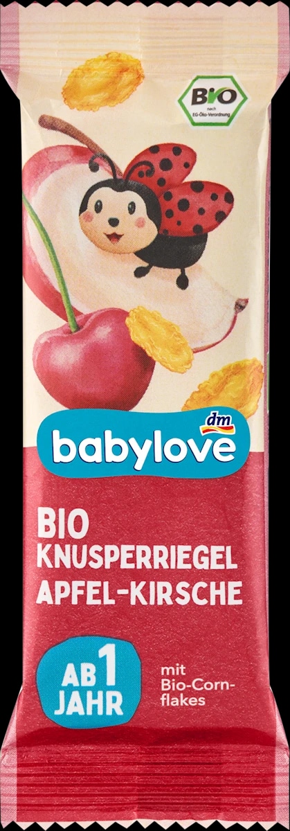 babylove bio žitno-sadna rezina z jabolkom, češnjo in koruznimi kosmiči 25 g - Akcija v trgovini Dm