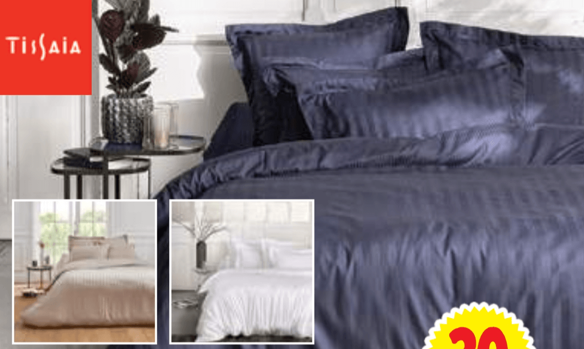 Posteljni komplet "Hotel" Saten 240 x 220 + 2x 63 x 63 cm TISSAIA - Akcija v trgovini E.Leclerc