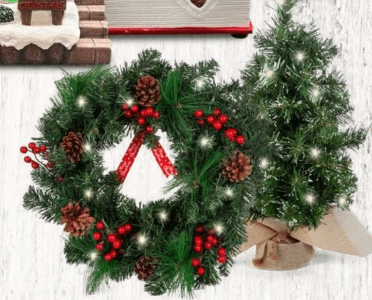 Božično drevo/Venček z LED-lučmi 50 cm - Akcija v trgovini Eurospin