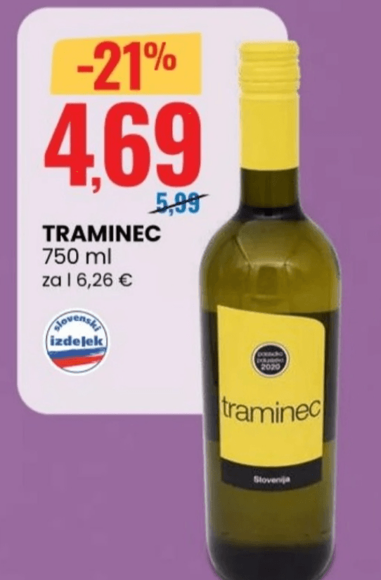 Traminec 750 ml - Akcija v trgovini Eurospin