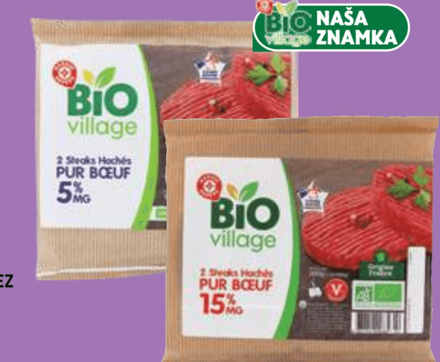 BIO village Zrezek iz mlade govedine 2x 100 g - Akcija v trgovini E.Leclerc
