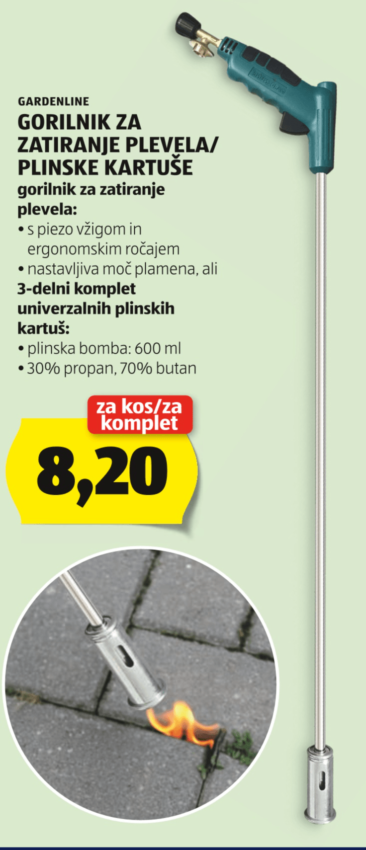 GARDENLINE Gorilnik za zatiranje plevela/Plinske kartuše - Akcija v trgovini Hofer