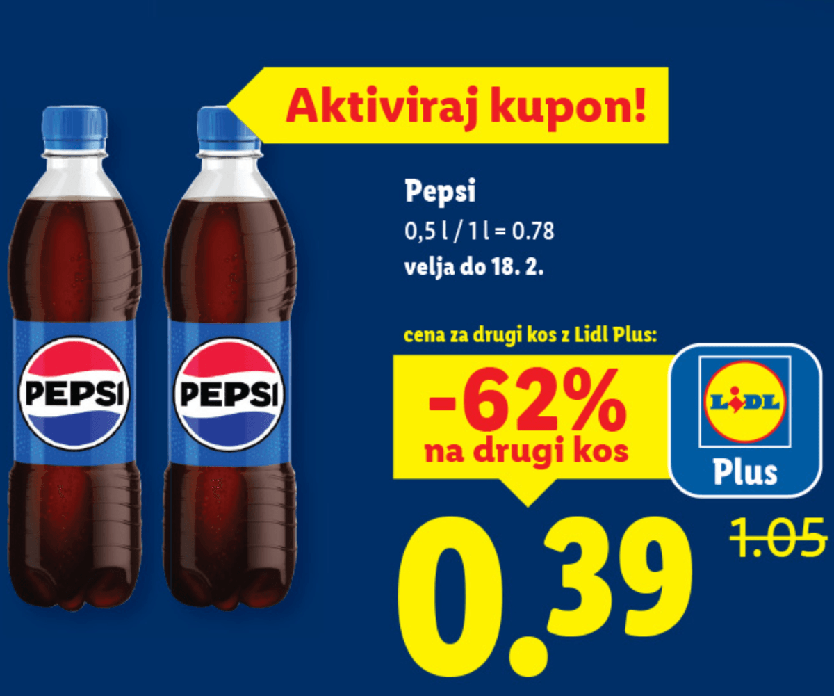 Pepsi 0,5 l - Akcija v trgovini Lidl