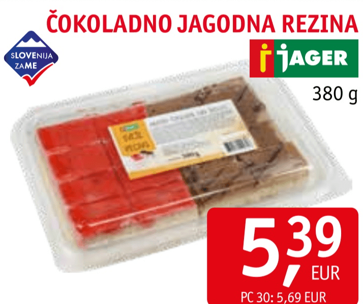 Čokoladno jagodna rezina 380 g Jager - Akcija v trgovini Jager
