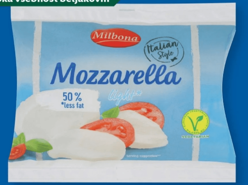 Milbona mozzarella lahka 125 g Akcija v trgovini Lidl