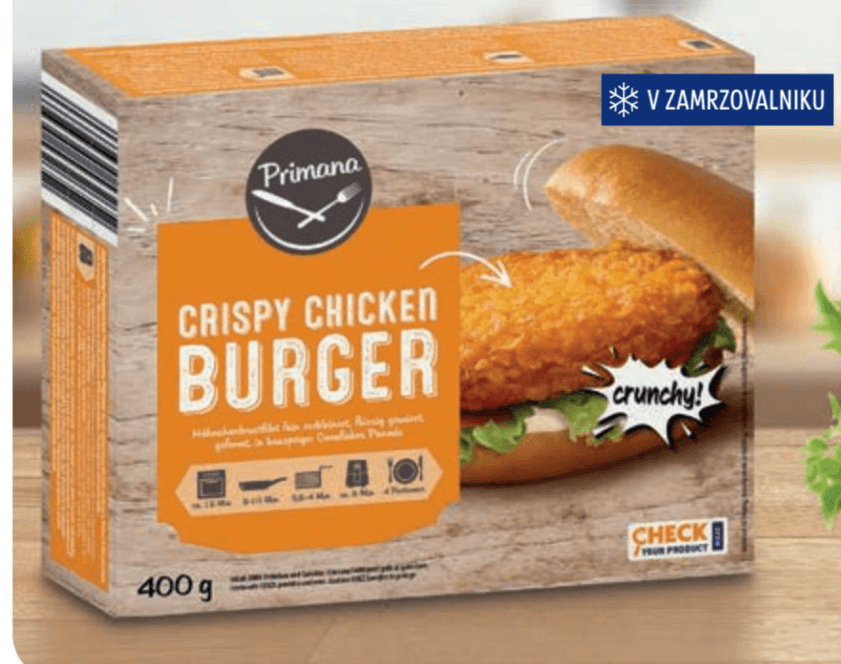 Hrustljav piščančji burger 400 g Primana - Akcija v trgovini Hofer