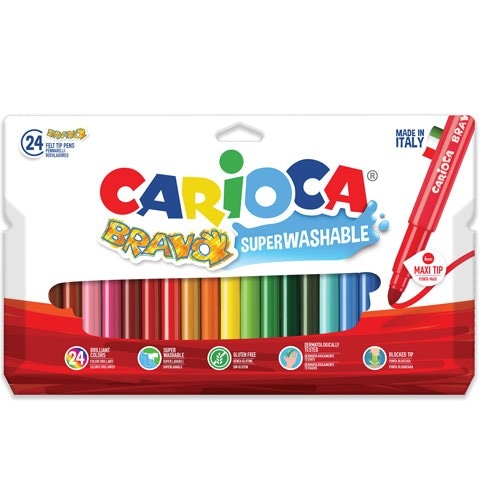 Komplet 24 flomastrov s tanko konico Carioca/ Komplet 14 flomastrov z debelo konico Carioca Jumbo 12+2 Akcija v trgovini Eurospin