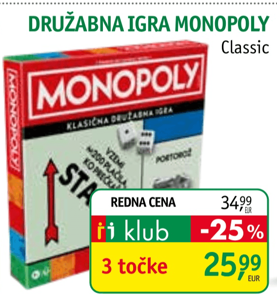 Družabna igra Monopoly Classic - Akcija v trgovini Jager
