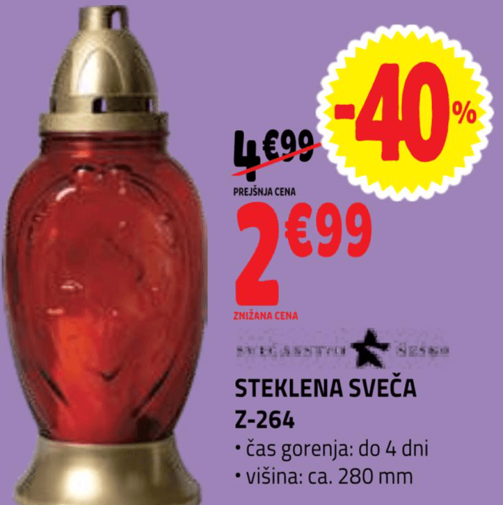 Steklena sveča Z-264 - Akcija v trgovini E.Leclerc