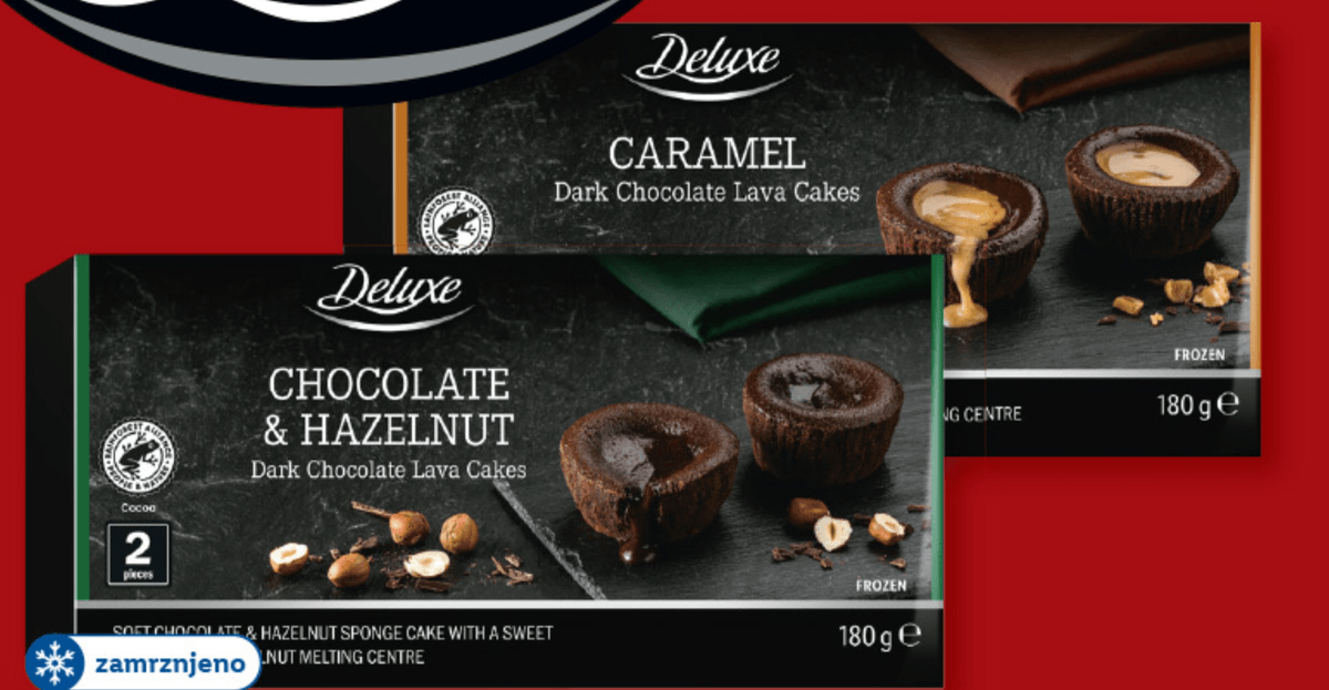 Deluxe Tortica s tekočo sredico 2 x 90 g - Akcija v trgovini Lidl