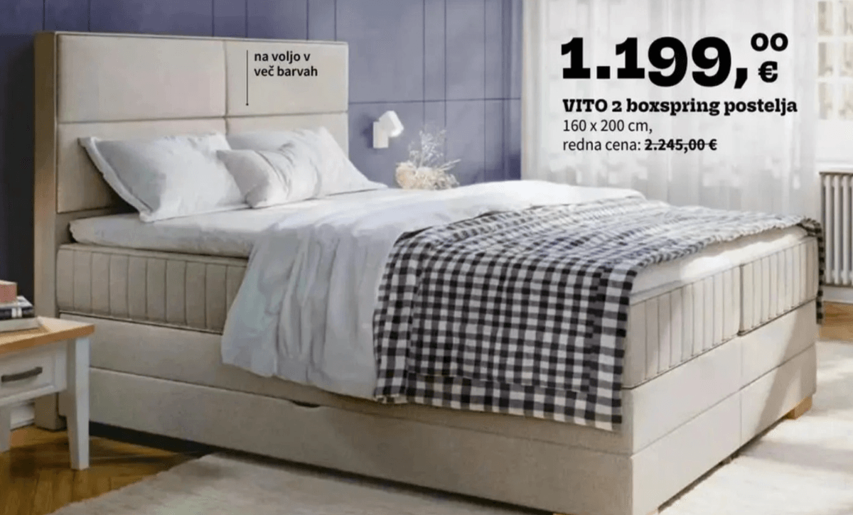 VITO 2 boxspring postelja 160 x 200 cm - Akcija v trgovini Prima