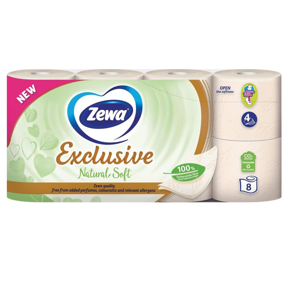 Zewa Exclusive Natural Soft Toaletni papir 8/1 - Akcija v trgovini Tuš