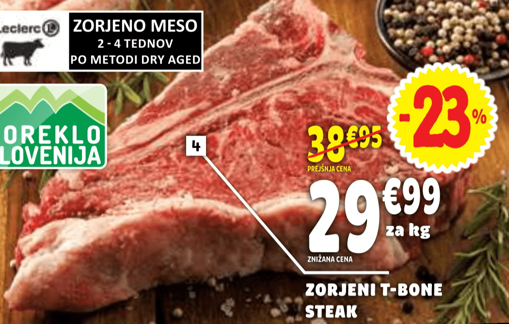 Zorjeni T-Bone steak E.Leclerc - Akcija v trgovini E.Leclerc
