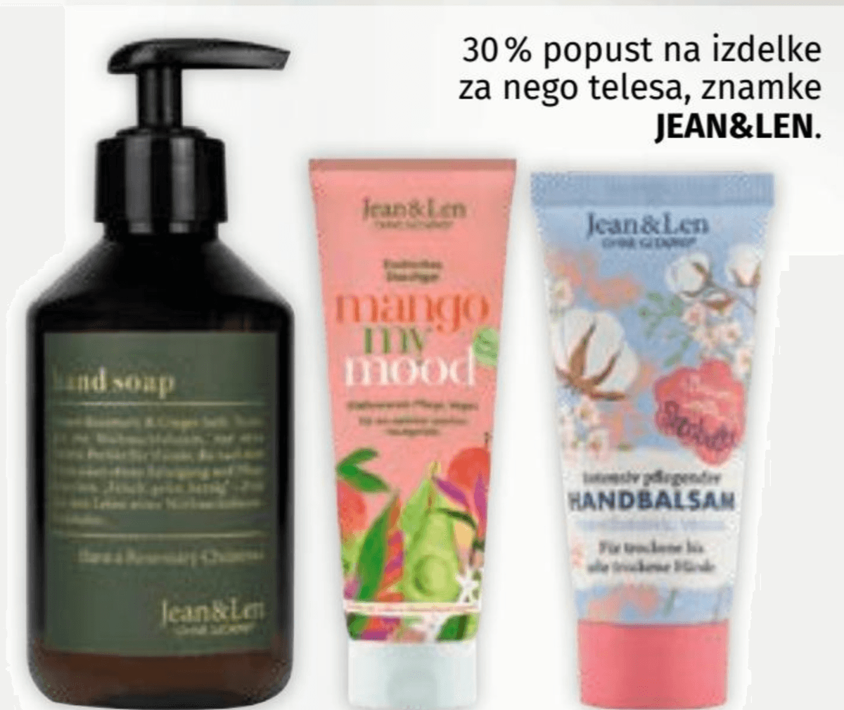 Jean&Len izdelki za nego telesa - Akcija v trgovini Mueller