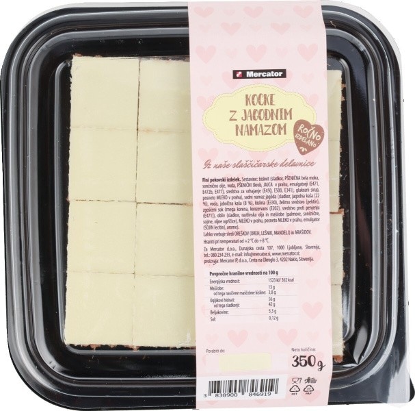 Kocke z jagodnim namazom Mercator 350 g - Akcija v trgovini Mercator
