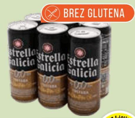 Svetlo brezalkoholno pivo Estrella Galicia 6x 0,33 l Akcija v trgovini E.Leclerc