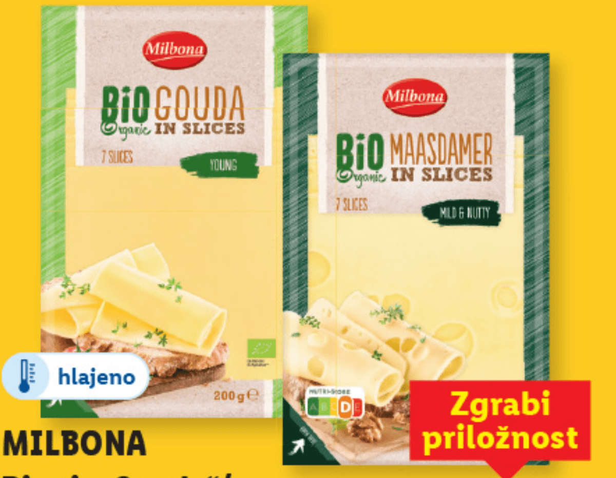 Milbona Bio sir „Gouda“/„Maasdamer“ 200 g - Akcija v trgovini Lidl