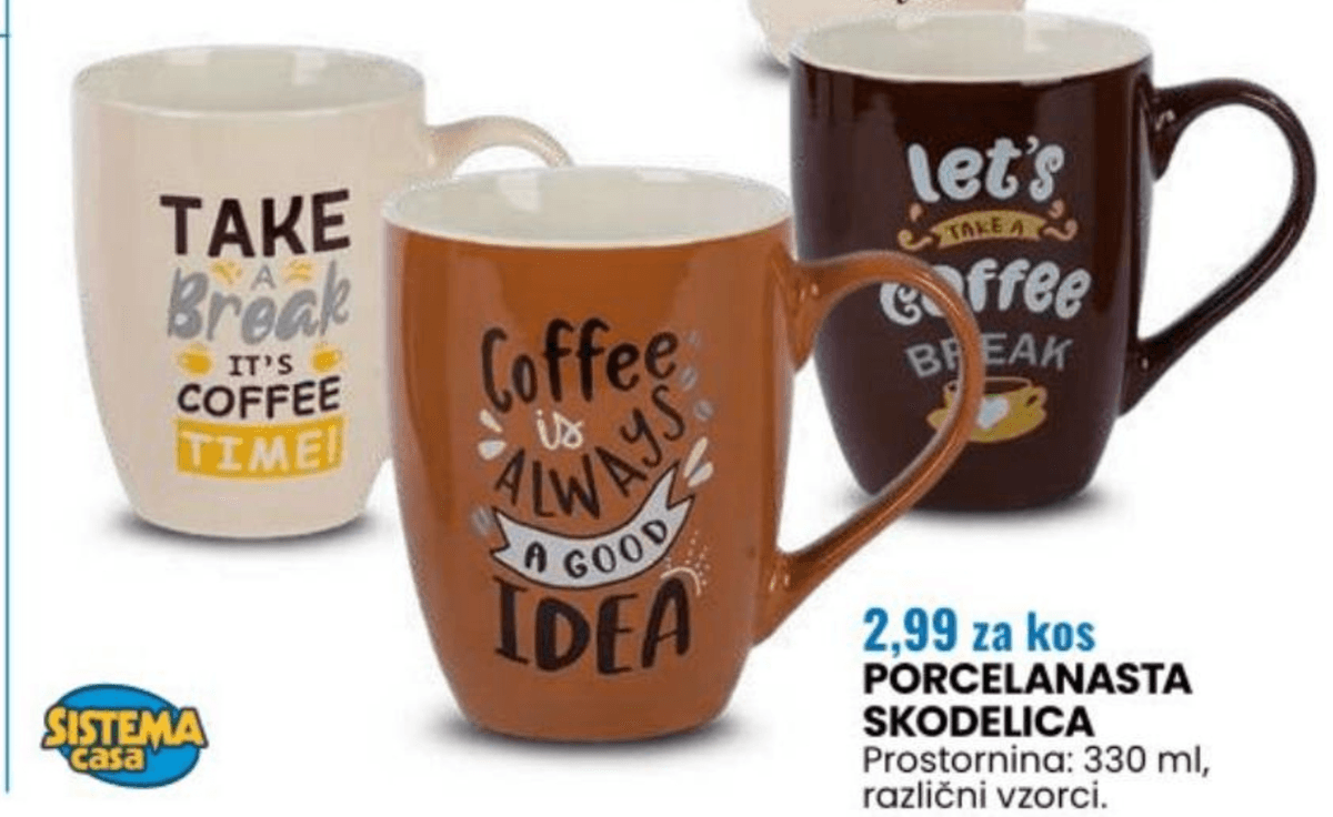 Porcelanasta skodelica - Akcija v trgovini Eurospin
