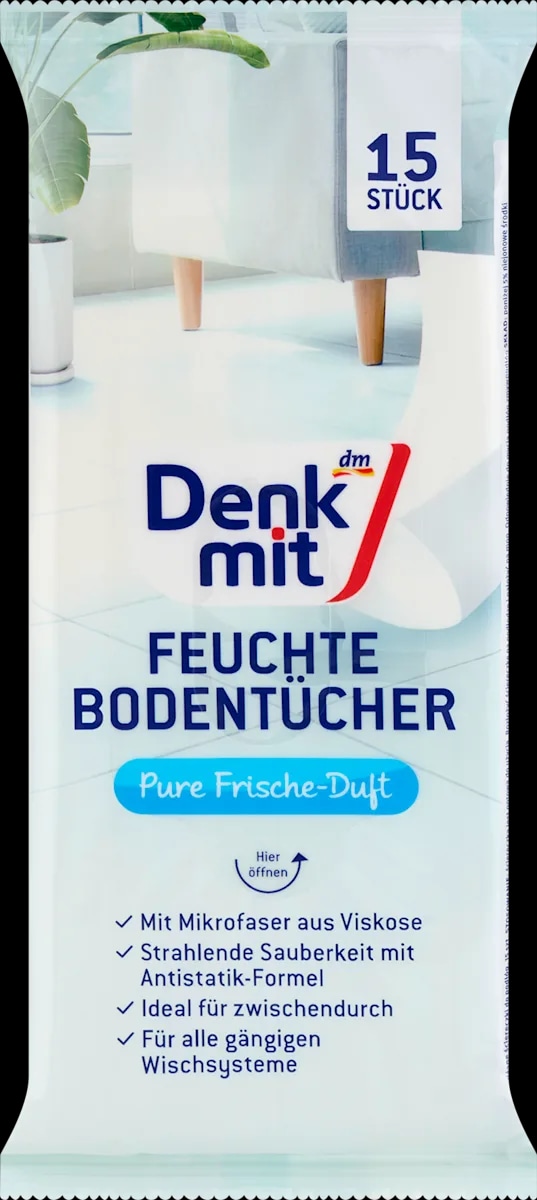 Denkmit vlažne krpice za čiščenje tal 15 kosov - Akcija v trgovini Dm