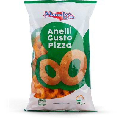 Mambo Kids Slani prigrizek Pizza obročki 120 g - Akcija v trgovini Eurospin